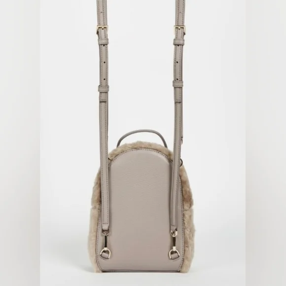 Kate Spade Finer Things Merry Mini Leather Shearling Backpack Crossbody Bag - Picture 8 of 11